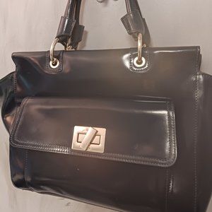 Alberta Di Canio Navy Patent Leather Satchel